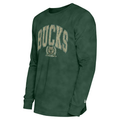 Milwaukee Bucks Unisex Oversized Essentials Enzyme Wash Long Sleeve T-Shirt Hunter Green - New Era