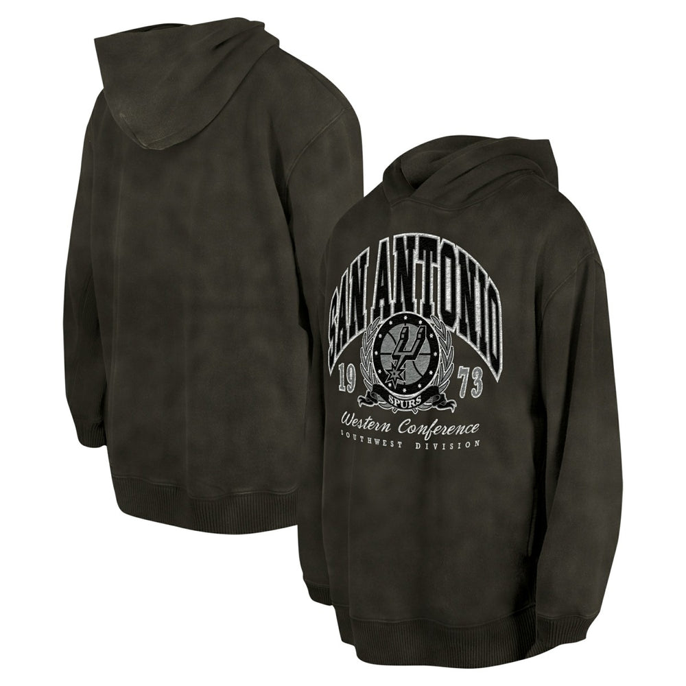 San Antonio Spurs Unisex Oversized Essentials Pigment Wash Fleece Pullover Hoodie Charcoal - New Era