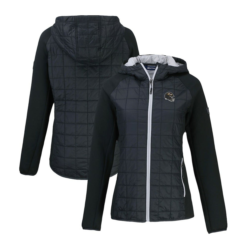 Baltimore Ravens Cutter & Buck Women's Helmet Logo Rainier Primaloft Eco Full-Zip Hybrid Jacket - Black Jackets