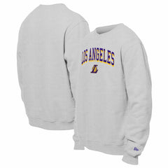 Los Angeles Lakers Chenille Cross Over Pullover Sweatshirt Gray - New Era