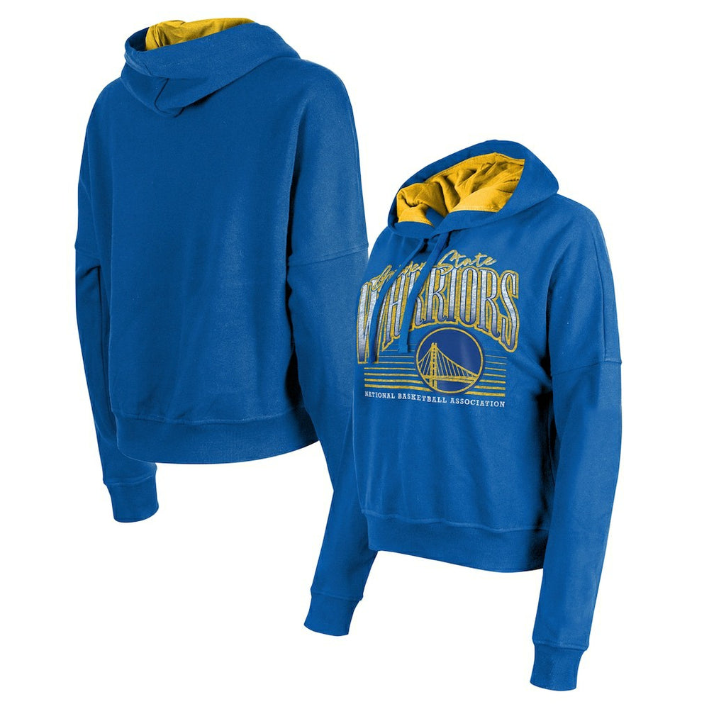 Golden State Warriors Women's Boxy Pullover Hoodie Royal - New Era
