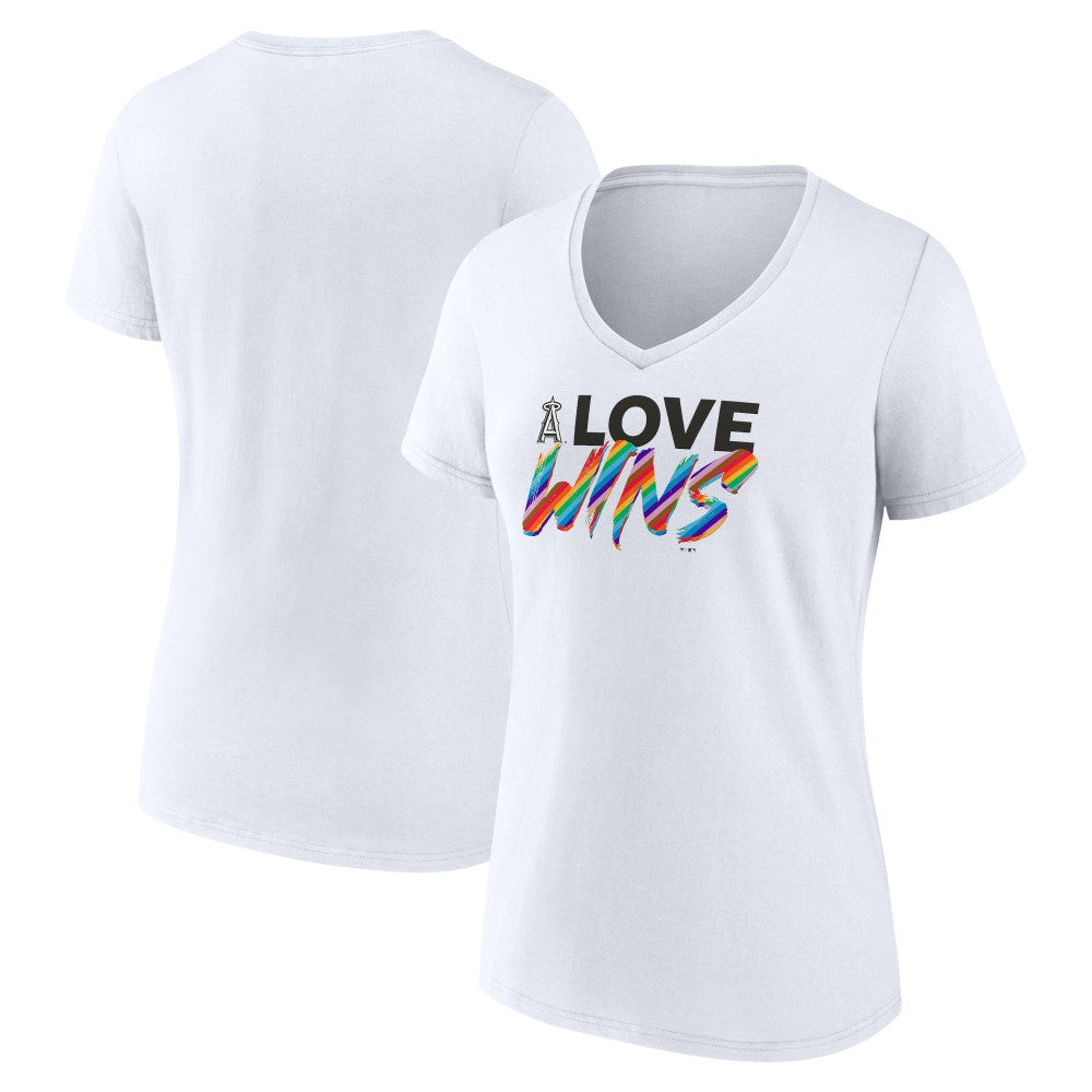 Los Angeles Angels Women's Love Wins V-Neck T-Shirt - White T-shirts