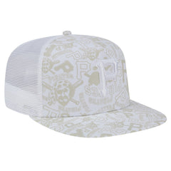Pittsburgh Pirates New Era Logo Dunes A-Frame Trucker 9FIFTY Snapback Hat - White Hats