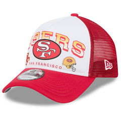 San Francisco 49ers New Era Retro Wordmark A-Frame 9FORTY Adjustable Hat - White/Scarlet Hats