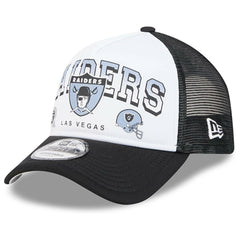 Las Vegas Raiders New Era Retro Wordmark A-Frame 9FORTY Adjustable Hat - White/Black Hats