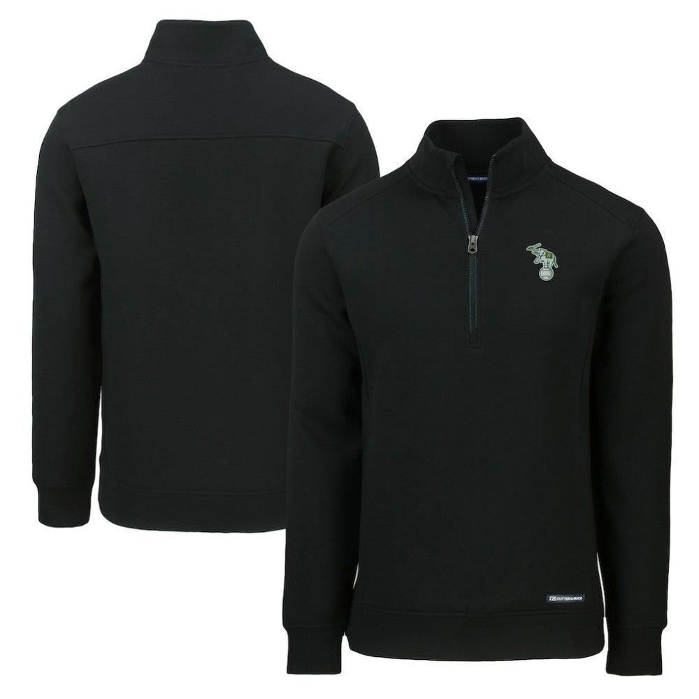 Athletics Cutter & Buck Cooperstown Collection Roam Eco Recycled Quarter-Zip Pullover - Black Pullover