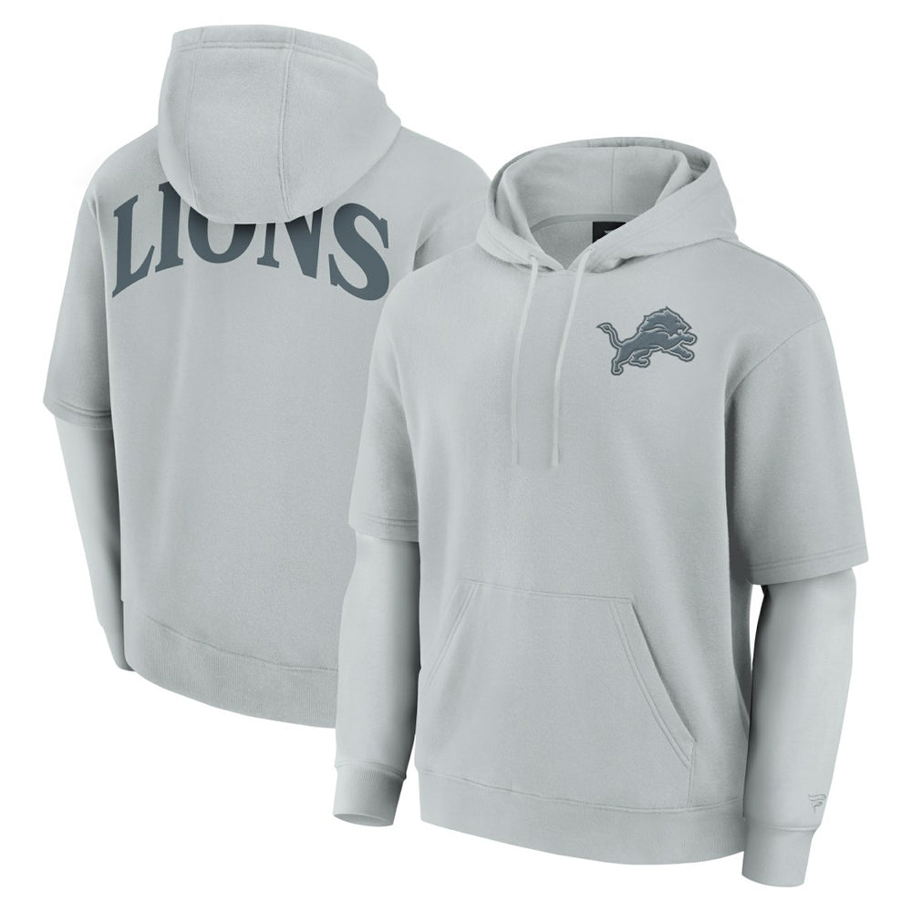 Detroit Lions Unisex Sleek Elements Pullover Hoodie - Gray Hoodies