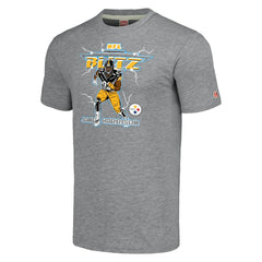 James Harrison Pittsburgh Steelers Homage Unisex NFL Blitz Retired Player Tri-Blend T-Shirt - Heathered Heather Gray T-shirts