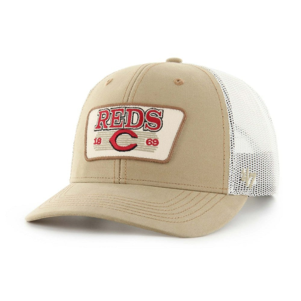 Cincinnati Reds '47 Ridgewood Trucker Adjustable Hats - Khaki Hats