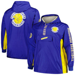 Golden State Warriors Big & Tall Hardwood Classics Team OG 2.0 Anorak Hoodie Quarter-Zip Windbreaker Jacket Royal - Mitchell & Ness