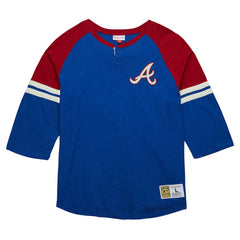 Atlanta Braves Mitchell & Ness Cooperstown Collection Legendary Raglan Slub Henley 3/4-Sleeve T-Shirt - Royal T-shirts