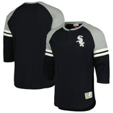 Chicago White Sox Mitchell & Ness Cooperstown Collection Legendary Raglan Slub Henley 3/4-Sleeve T-Shirt - Black T-shirts