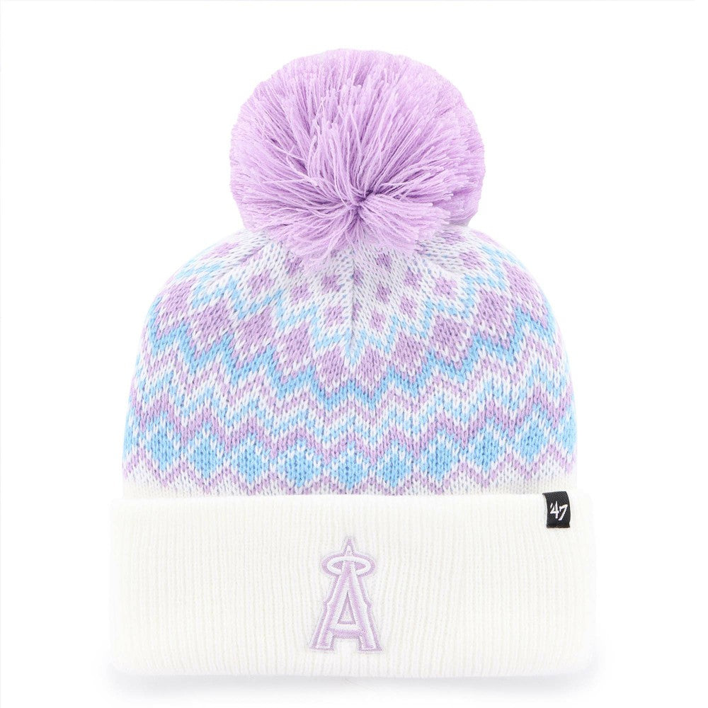 Los Angeles Angels '47 Girls Youth Elsa Cuffed Knit Hat with Pom - White Hats