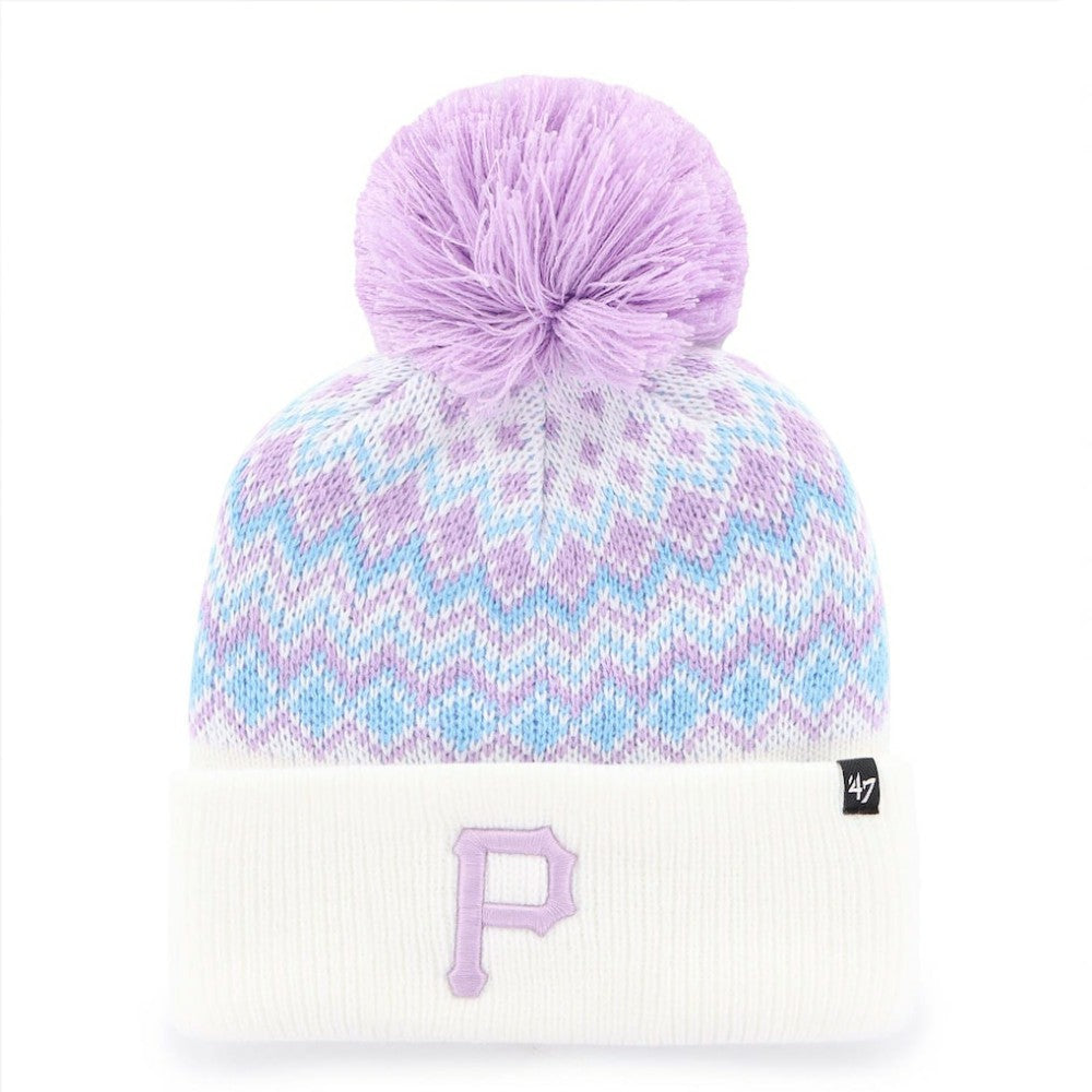 Pittsburgh Pirates '47 Girls Youth Elsa Cuffed Knit Hat with Pom - White Hats