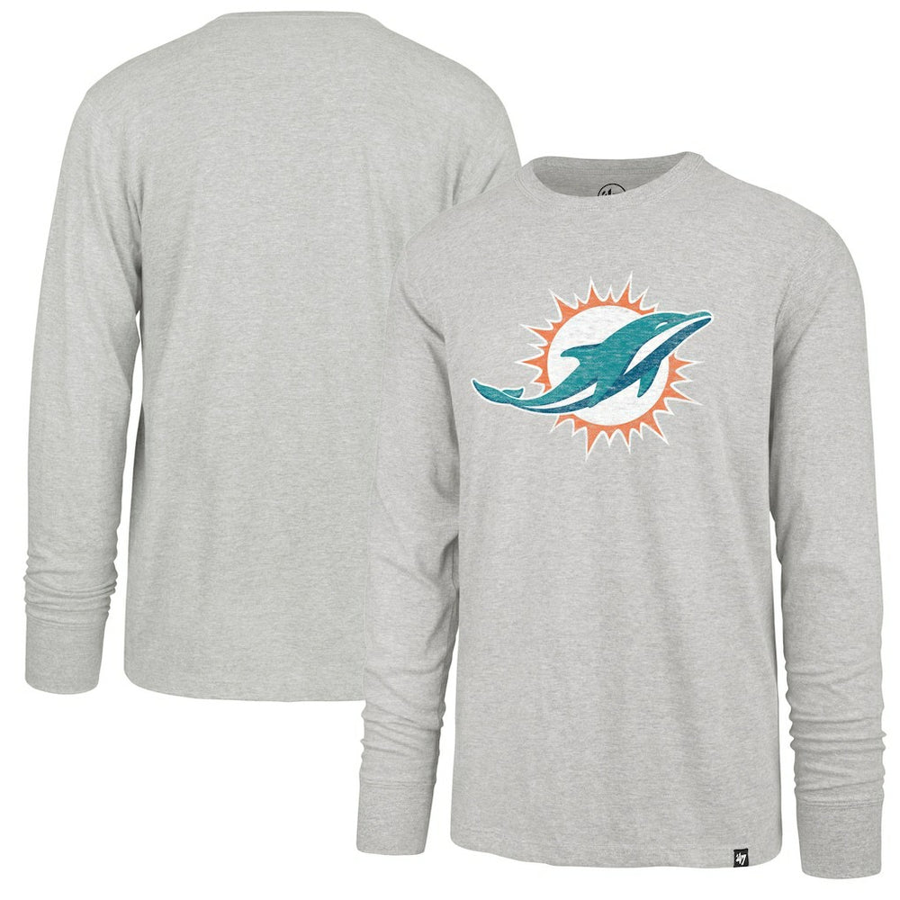 Miami Dolphins '47 Premier Franklin Long Sleeve T-Shirt - Gray T-shirts