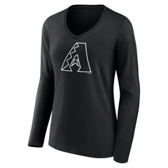 Arizona Diamondbacks Women's Monochrome Personalized Name & Number Long Sleeve V-Neck T-Shirt - Black T-shirts