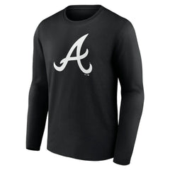 Atlanta Braves Monochrome Personalized Name & Number Long Sleeve T-Shirt - Black T-shirts