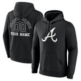 Atlanta Braves Monochrome Personalized Name & Number Pullover Hoodie - Black Hoodies