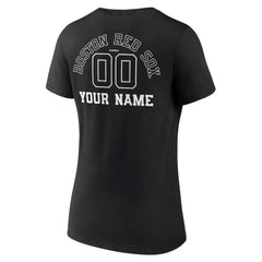 Boston Red Sox Women's Monochrome Personalized Name & Number V-Neck T-Shirt - Black T-shirts
