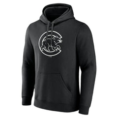 Chicago Cubs Monochrome Personalized Name & Number Pullover Hoodie - Black Hoodies