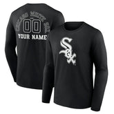Chicago White Sox Monochrome Personalized Name & Number Long Sleeve T-Shirt - Black T-shirts