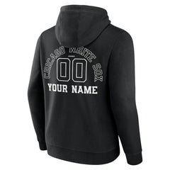 Chicago White Sox Monochrome Personalized Name & Number Pullover Hoodie - Black Hoodies