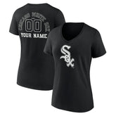 Chicago White Sox Women's Monochrome Personalized Name & Number V-Neck T-Shirt - Black T-shirts