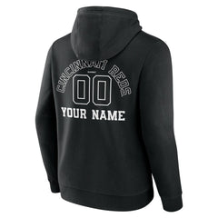 Cincinnati Reds Monochrome Personalized Name & Number Pullover Hoodie - Black Hoodies