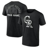 Colorado Rockies Monochrome Personalized Name & Number T-Shirt - Black T-shirts