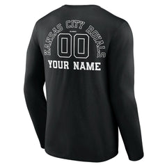 Kansas City Royals Monochrome Personalized Name & Number Long Sleeve T-Shirt - Black T-shirts