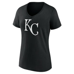 Kansas City Royals Women's Monochrome Personalized Name & Number V-Neck T-Shirt - Black T-shirts