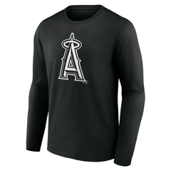 Los Angeles Angels Monochrome Personalized Name & Number Long Sleeve T-Shirt - Black T-shirts