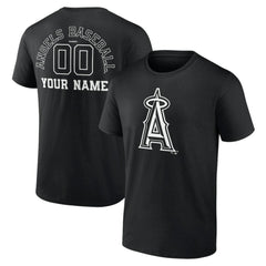 Los Angeles Angels Monochrome Personalized Name & Number T-Shirt - Black T-shirts