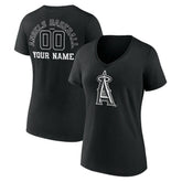 Los Angeles Angels Women's Monochrome Personalized Name & Number V-Neck T-Shirt - Black T-shirts