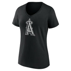 Los Angeles Angels Women's Monochrome Personalized Name & Number V-Neck T-Shirt - Black T-shirts