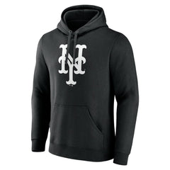 New York Mets Monochrome Personalized Name & Number Pullover Hoodie - Black Hoodies