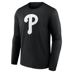 Philadelphia Phillies Monochrome Personalized Name & Number Long Sleeve T-Shirt - Black T-shirts