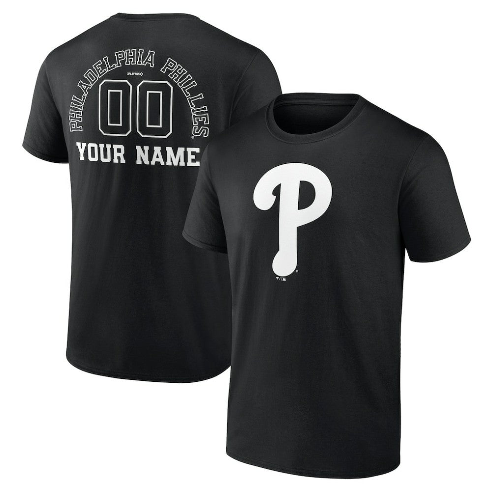 Philadelphia Phillies Monochrome Personalized Name & Number T-Shirt - Black T-shirts