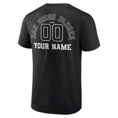 San Diego Padres Monochrome Personalized Name & Number T-Shirt - Black T-shirts
