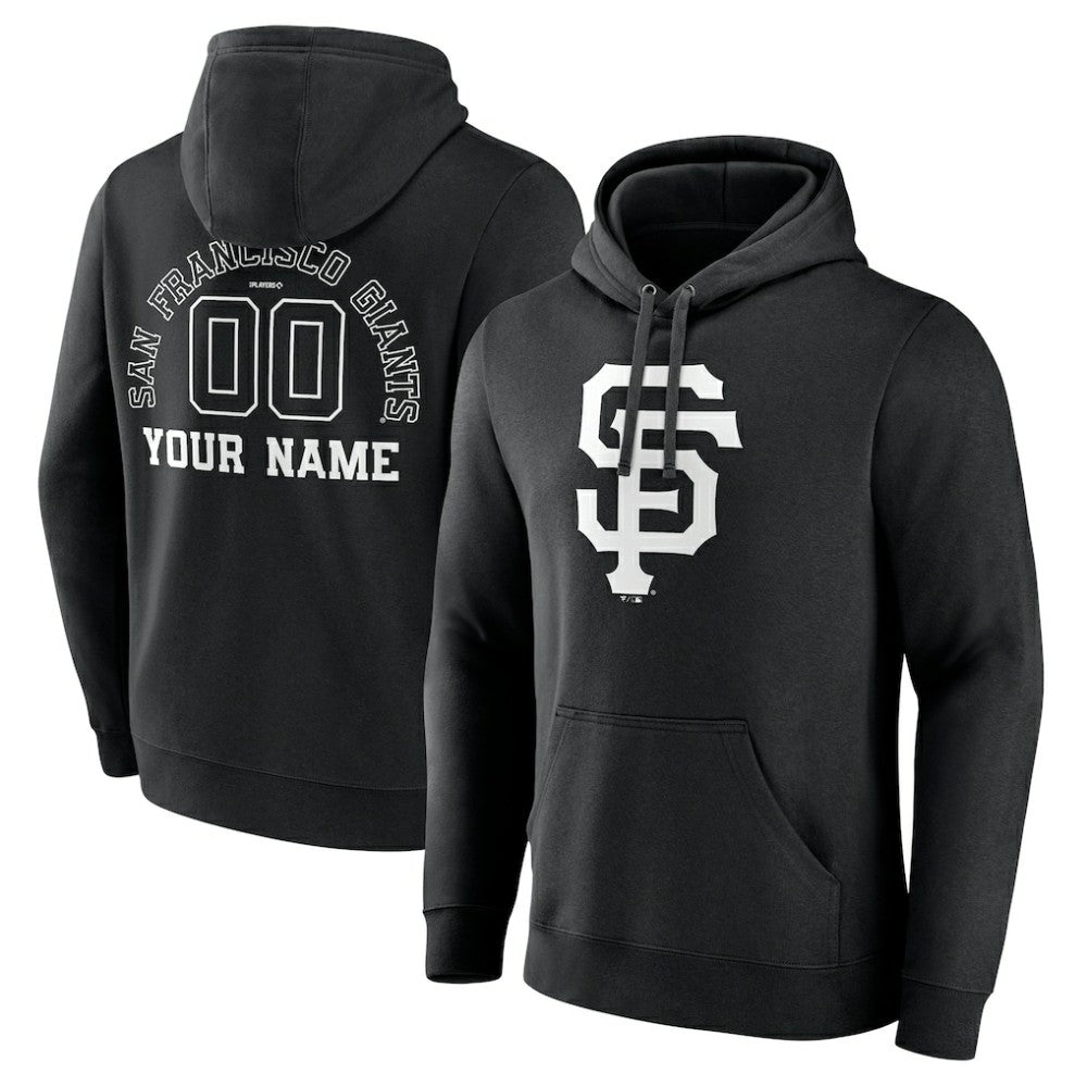 San Francisco Giants Monochrome Personalized Name & Number Pullover Hoodie - Black Hoodies
