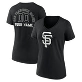 San Francisco Giants Women's Monochrome Personalized Name & Number V-Neck T-Shirt - Black T-shirts