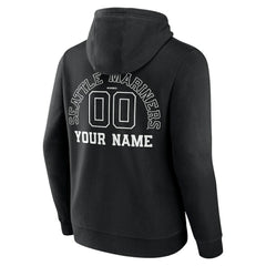 Seattle Mariners Monochrome Personalized Name & Number Pullover Hoodie - Black Hoodies