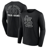 St. Louis Cardinals Monochrome Personalized Name & Number Long Sleeve T-Shirt - Black T-shirts