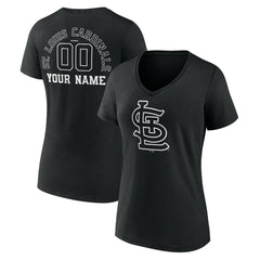 St. Louis Cardinals Women's Monochrome Personalized Name & Number V-Neck T-Shirt - Black T-shirts