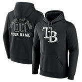 Tampa Bay Rays Monochrome Personalized Name & Number Pullover Hoodie - Black Hoodies