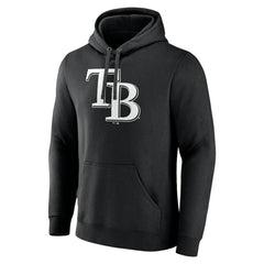Tampa Bay Rays Monochrome Personalized Name & Number Pullover Hoodie - Black Hoodies