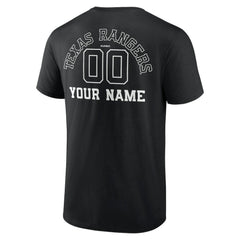 Texas Rangers Monochrome Personalized Name & Number T-Shirt - Black T-shirts