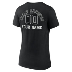 Texas Rangers Women's Monochrome Personalized Name & Number V-Neck T-Shirt - Black T-shirts