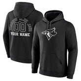 Toronto Blue Jays Monochrome Personalized Name & Number Pullover Hoodie - Black Hoodies