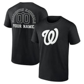 Washington Nationals Monochrome Personalized Name & Number T-Shirt - Black T-shirts